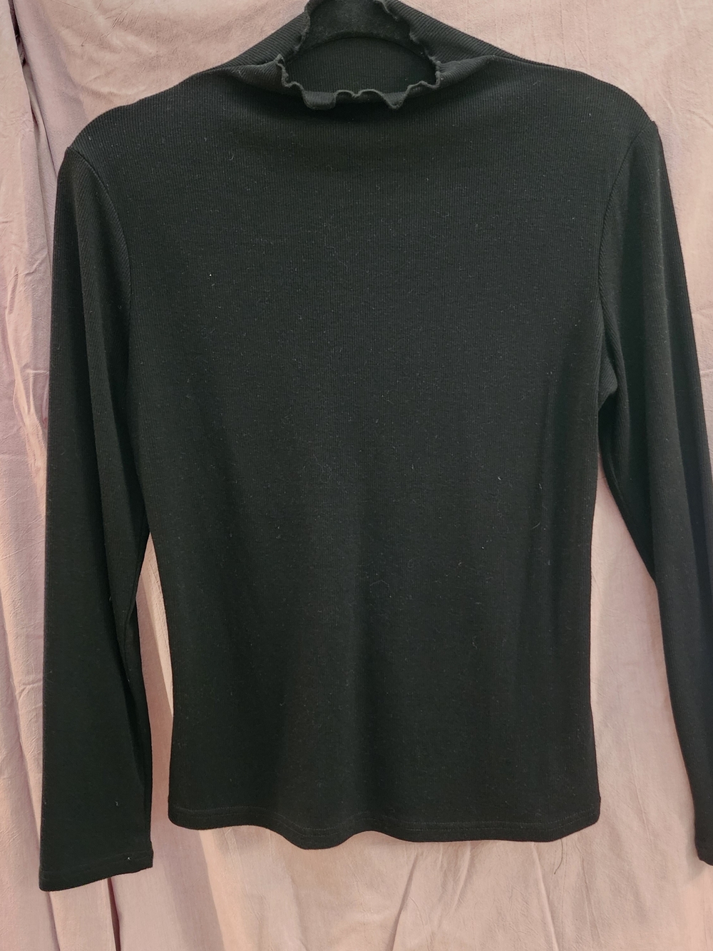 Black Ruffle Mock Neck Long Sleeve Top